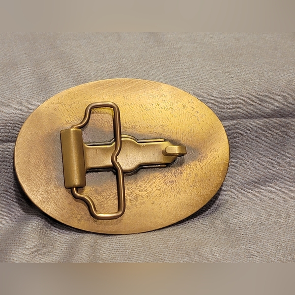 Vintage Goldtone M.S. Carriers Safe Driver Trucker Belt Buckle - Picture 2 of 5
